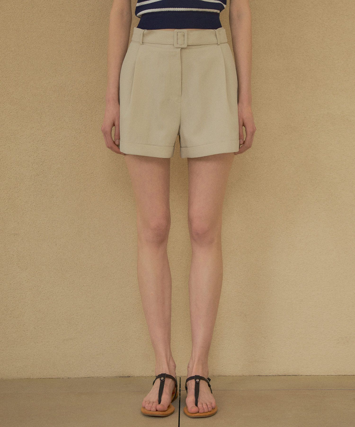 ショートパンツ Siyazu SIPT7076 Cabra Belt Color Shorts_Beige MUSINSA | SIYAZU SIPT7076 Cabra Belt Color Short Pants_Beige