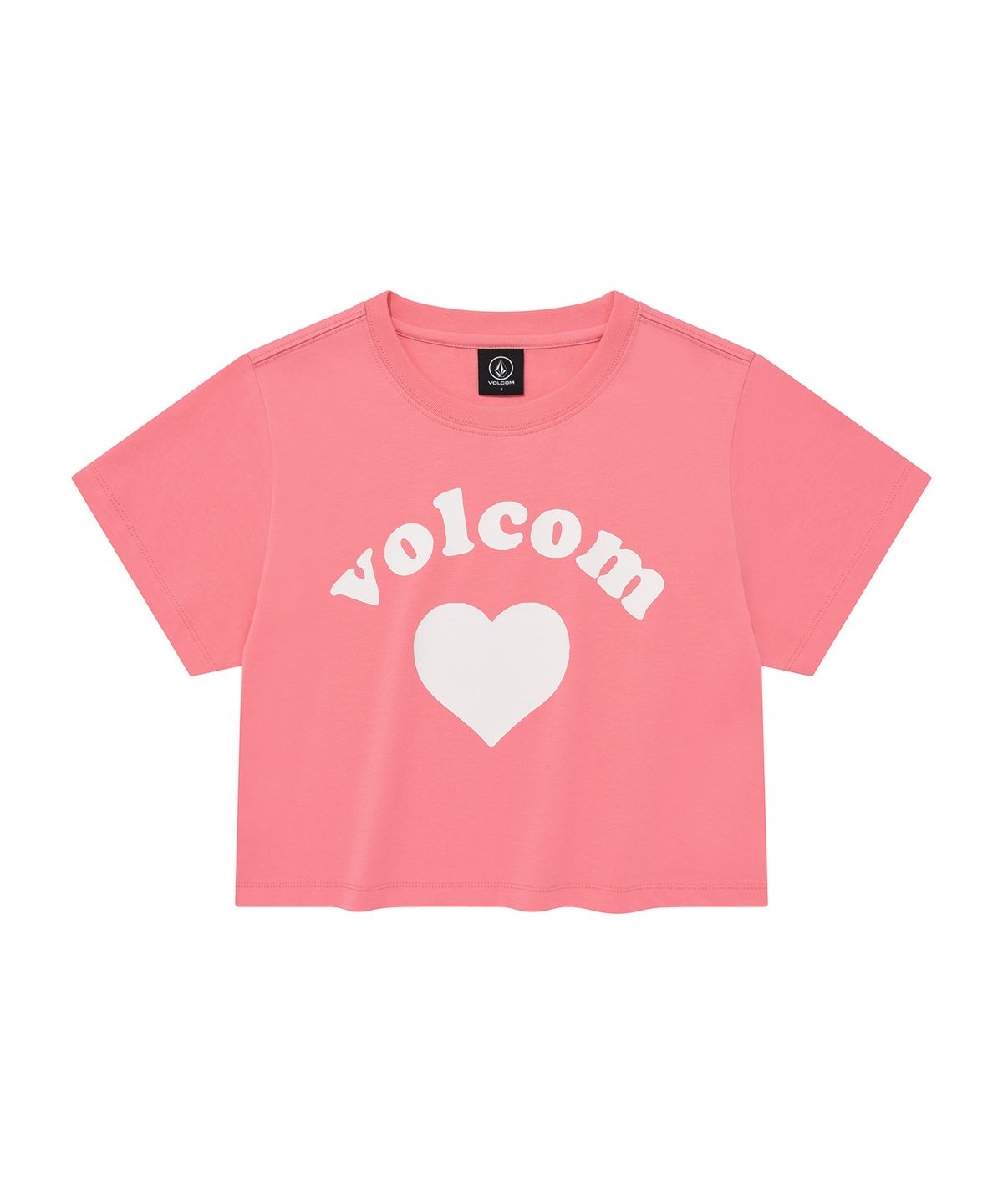볼컴(VOLCOM) 하트 크롭 반팔 티셔츠(라이트 핑크)