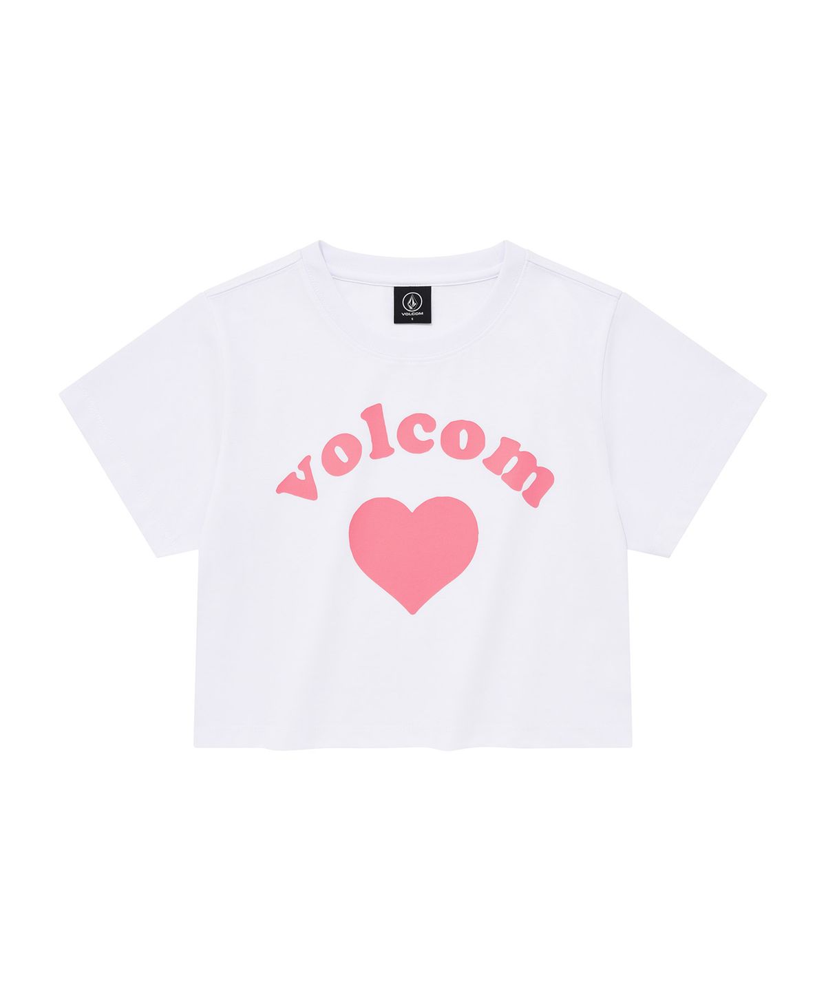볼컴(VOLCOM) 하트 크롭 반팔 티셔츠(화이트)