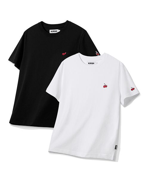 ◆KIRSH◆ Small Cherry Ringer T-Shirt White KIRSH Small Cherry Standard Tee Shirt 2Pack White Black