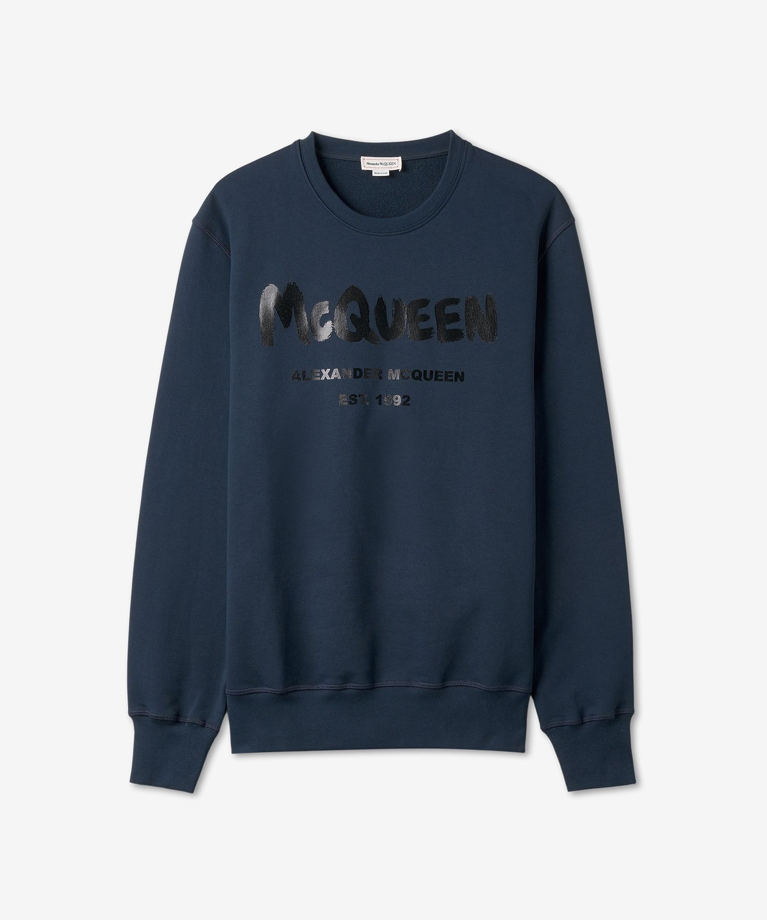 alexander mcqueen ロゴ グラフィティ 長袖Tシャツ黒カットソー