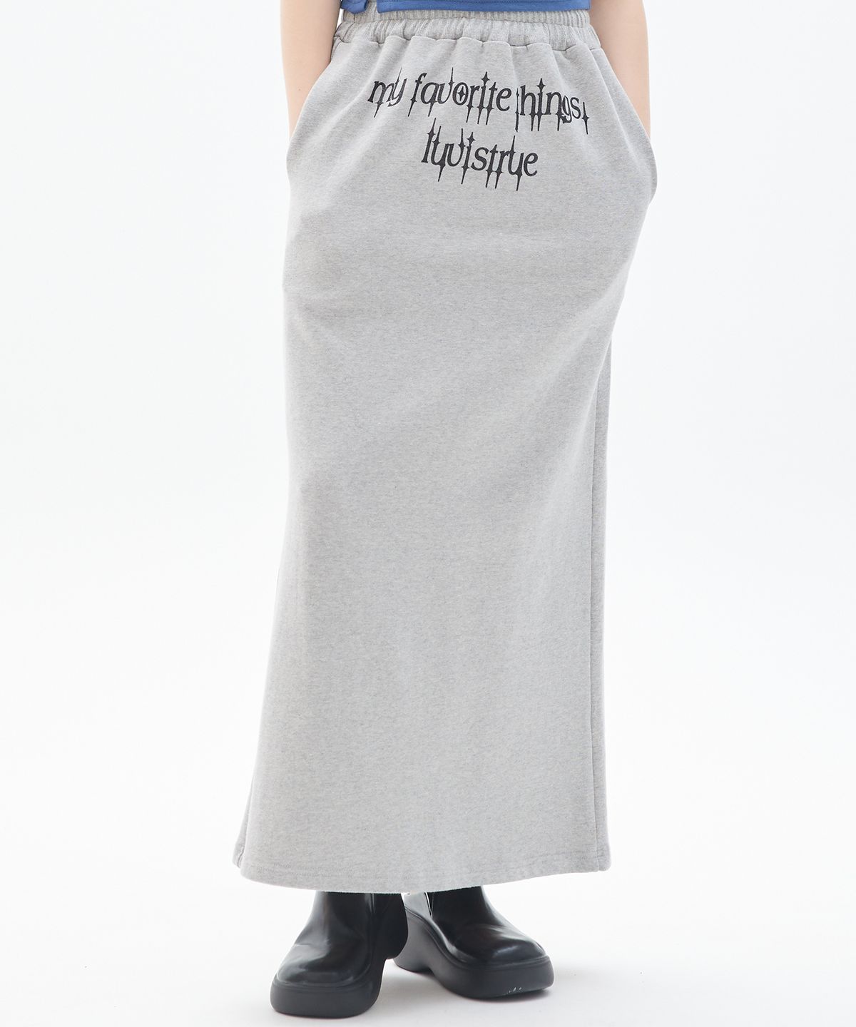 러브이즈트루(LUVISTRUE) PY GLITTER LONG SKIRT(GRAY)