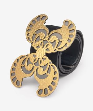 버터플라이 스웨이드 버클 벨트 - 블랙 / 669873C0X0X1000