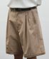 폴디드 레더 패치 와이드 버뮤다 팬츠 [베이지]