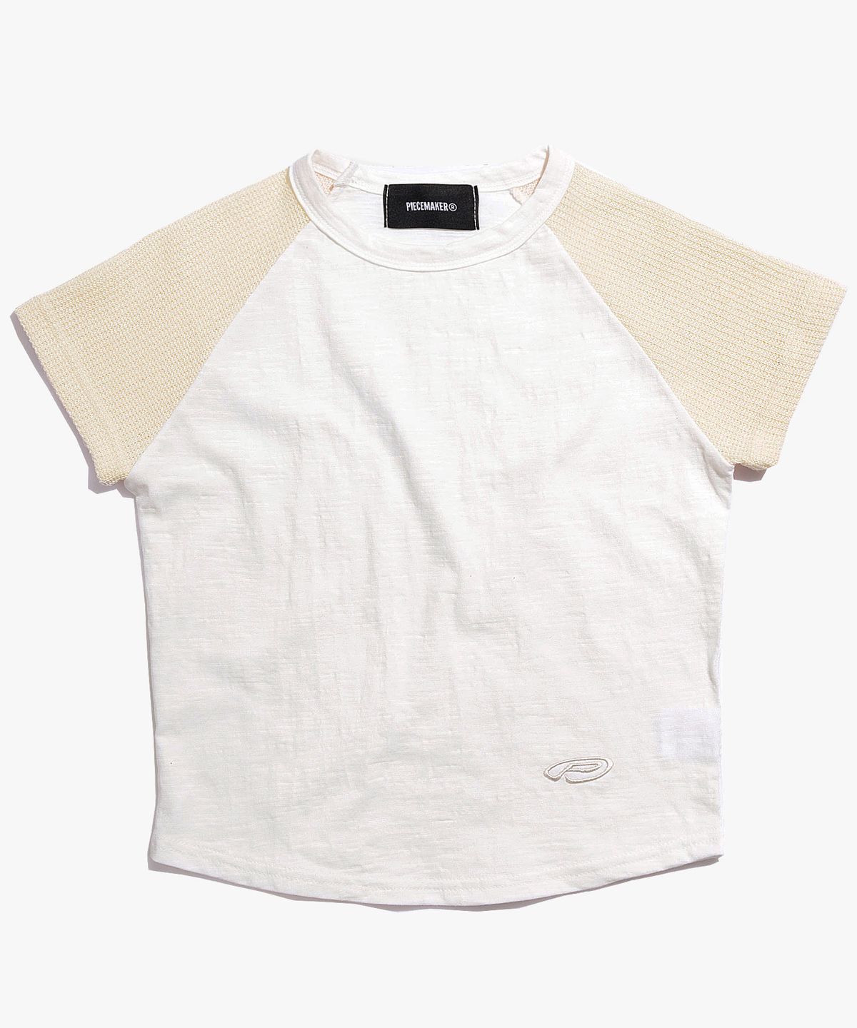 피스메이커(PIECE MAKER) EX KNIT CAP SLEEVE CROP TEE (IVORY)
