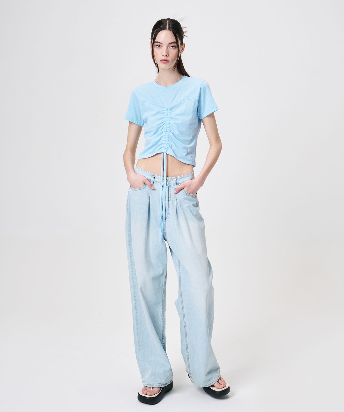 에트몽(ETMON) Heart String T-Shirt, Light Blue