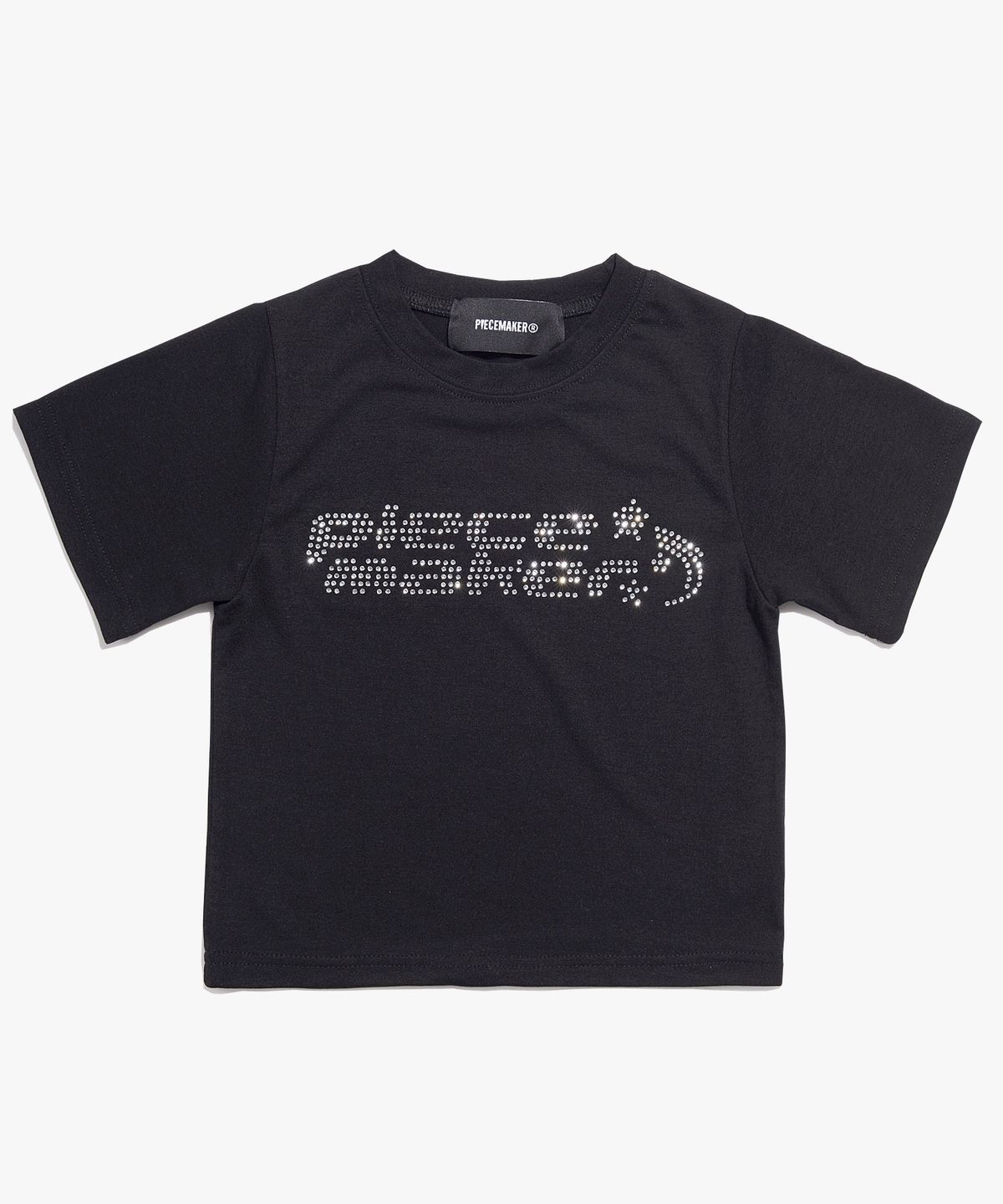 피스메이커(PIECE MAKER) CRYSTAL LOGO CROP TEE (BLACK)