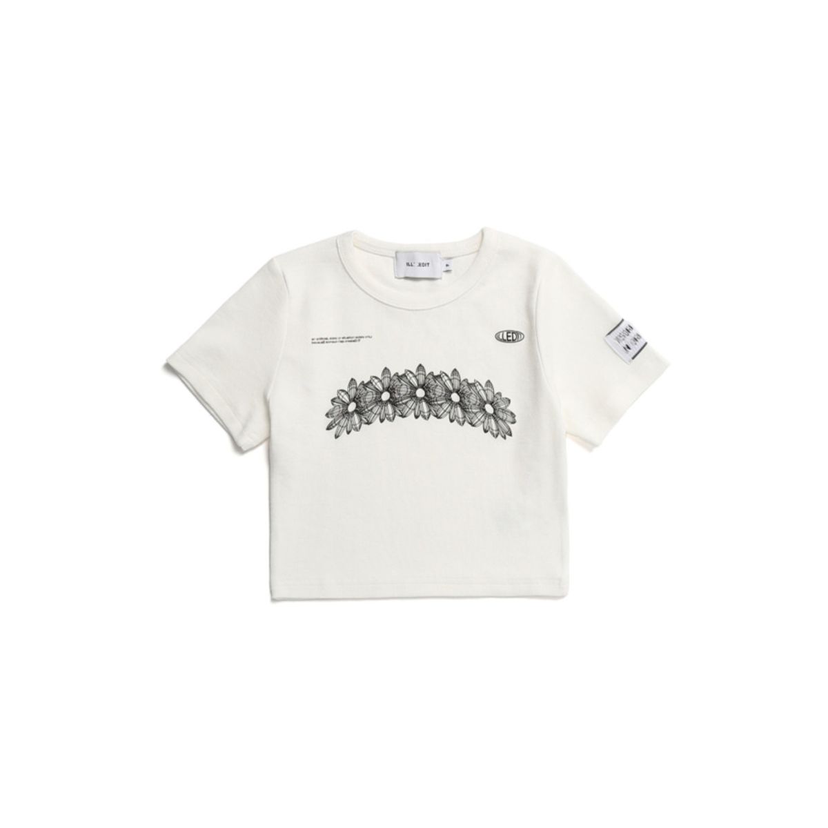 일레딧(ILLEDIT) FLOWER ARTWORK CROP TOP WHITEBLACK