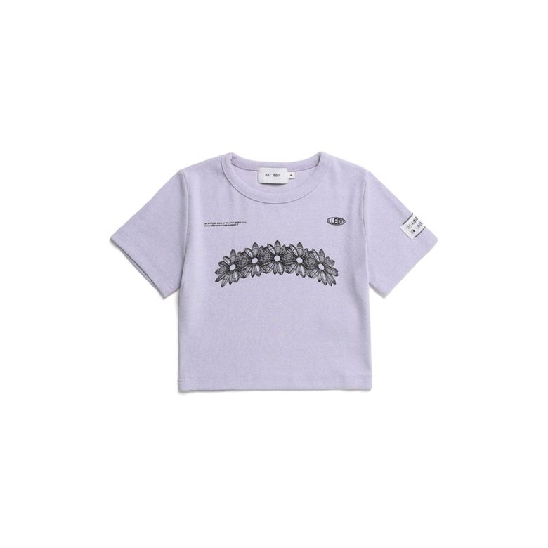 FLOWER ARTWORK CROP TOP LAVENDER