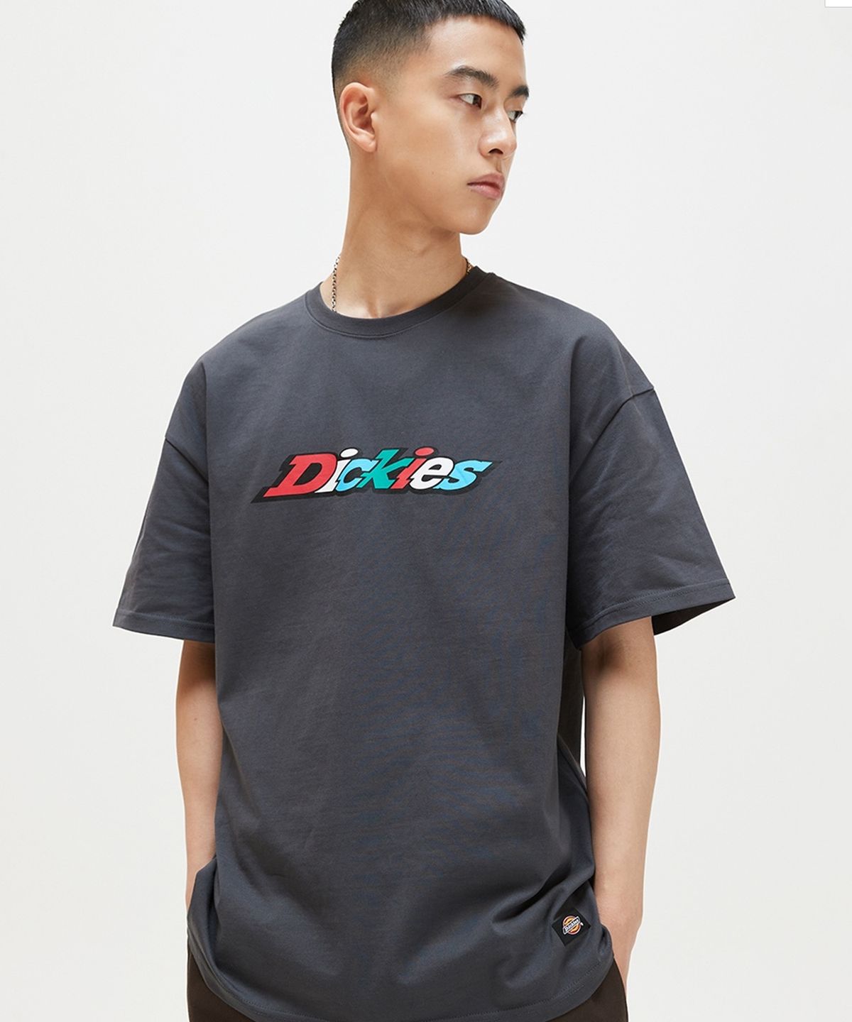 디키즈(DICKIES) 컬러 로고 티셔츠 Charcoal