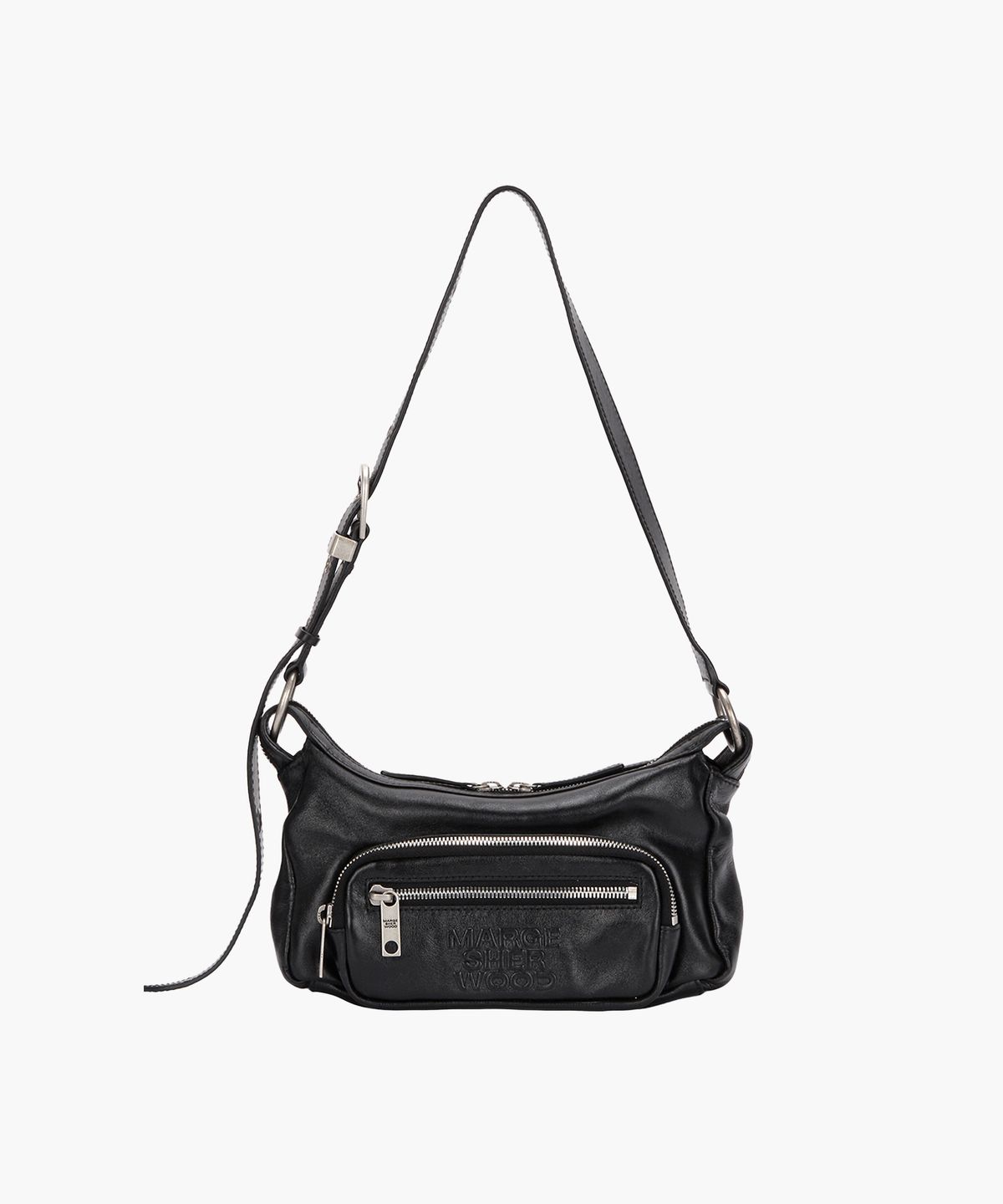 마지셔우드(MARGESHERWOOD) OUTPOCKET HOBO MINI_black glossy plain