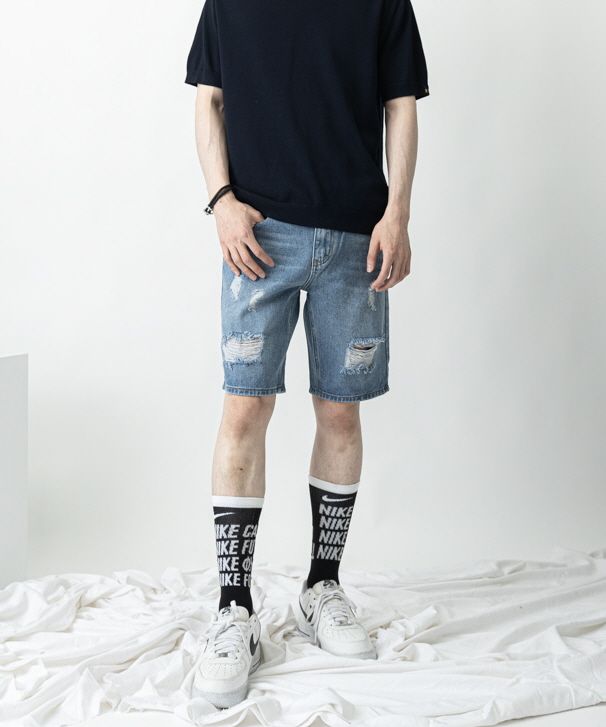 MUSINSA公式 GOLDPERCENT Perfect Jeans Zest Damage Denim Half Pants