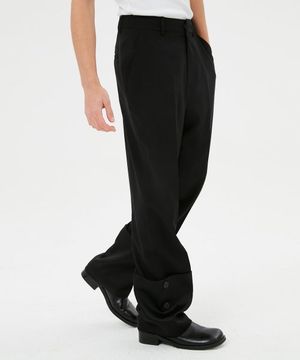Pluto Satin Cuffs Pants / Black