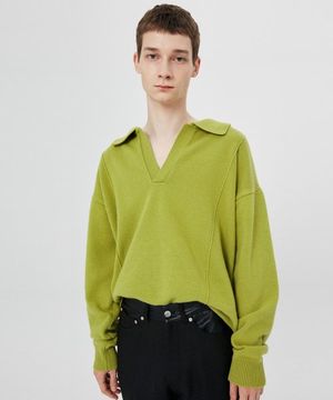 UNISEX, Pin Tuck Collar Knit / Forest