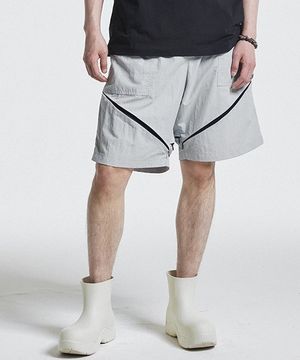 NYLON HALF ZIP SLIDE PANTS GREY