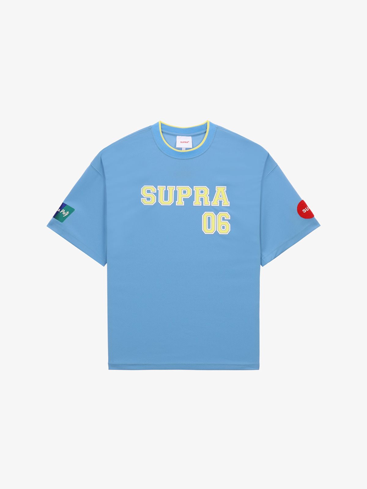 수프라(SUPRA) 로고 오버핏 스포츠 저지 반팔 티셔츠(BLUE)