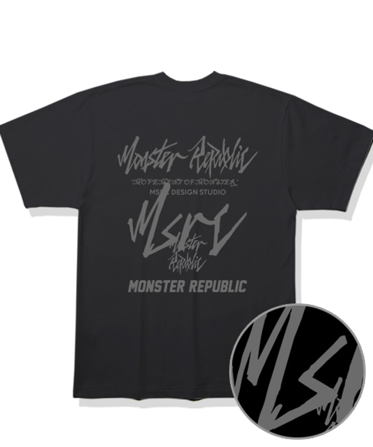 몬스터리퍼블릭(MONSTER REPUBLIC) 무브먼트 그레이 레터링 블랙 티셔츠