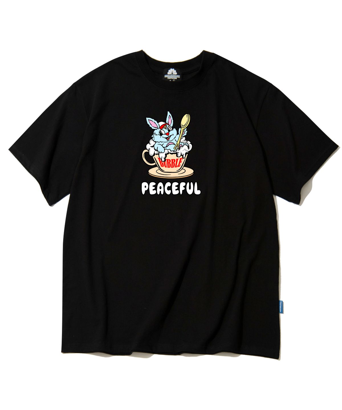 트립션(TRIPSHION) PEACEFUL RABBIT GRAPHIC 티셔츠 - 블랙