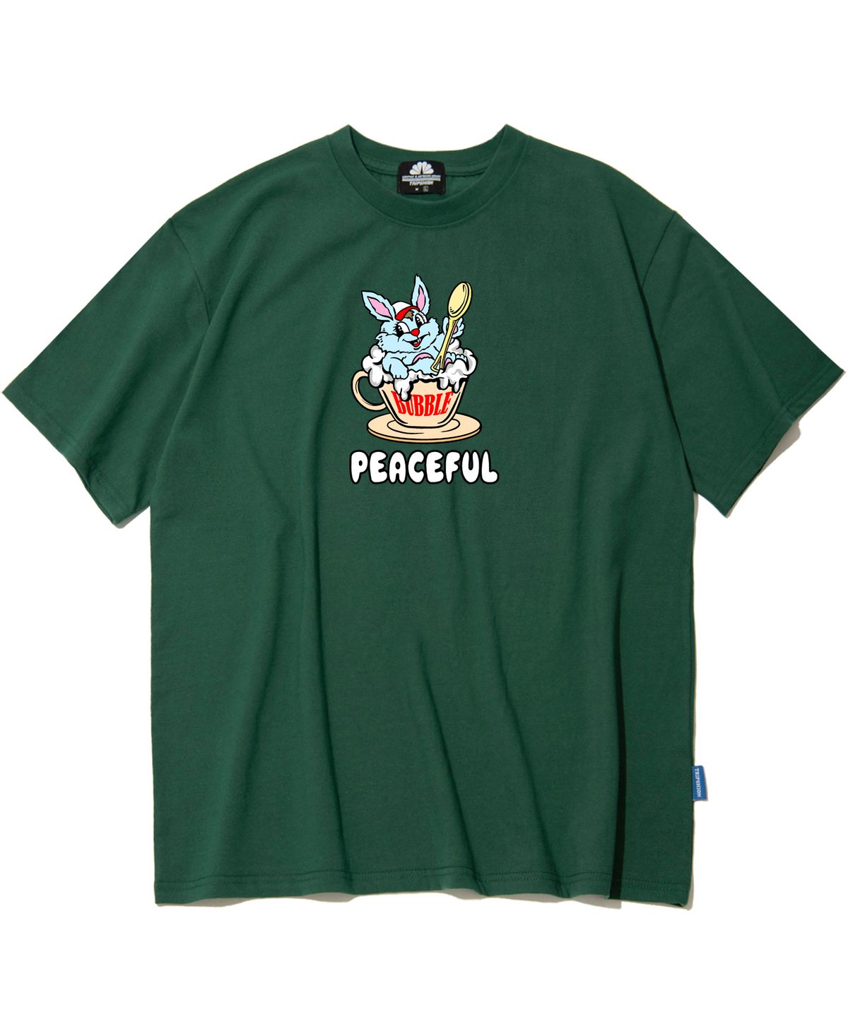 트립션(TRIPSHION) PEACEFUL RABBIT GRAPHIC 티셔츠 - 그린