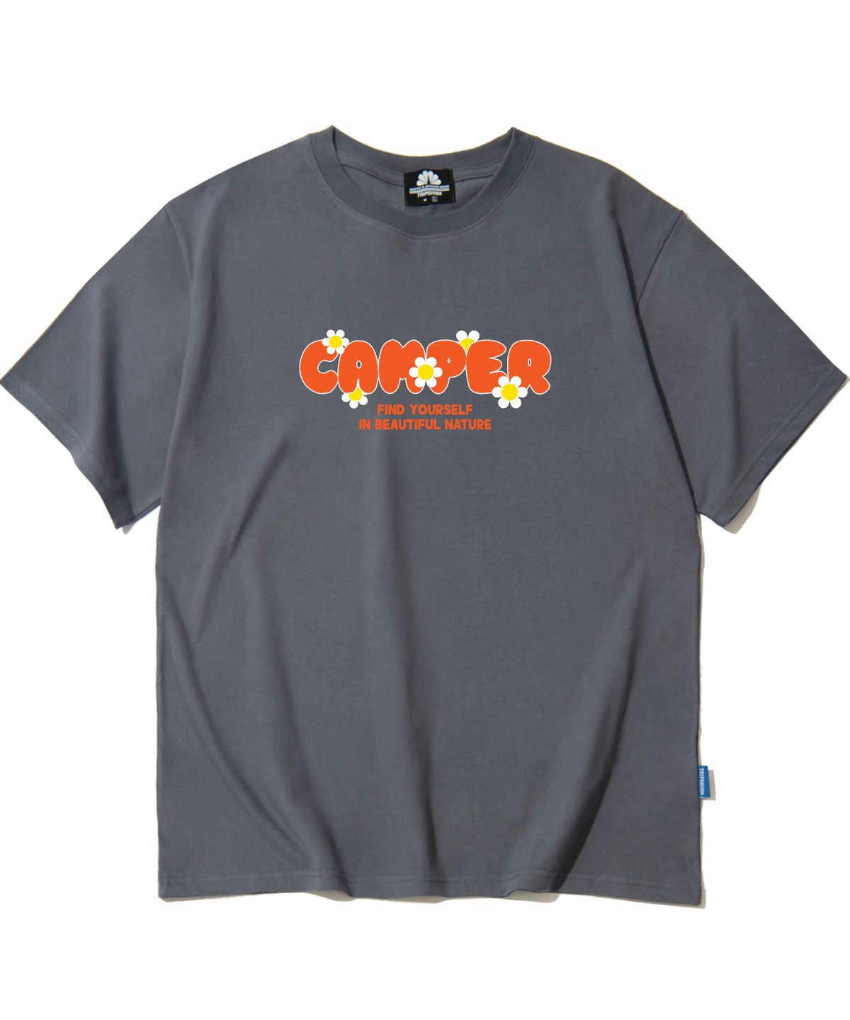 트립션(TRIPSHION) ORANGE CAMPER LOGO 티셔츠 - 그레이