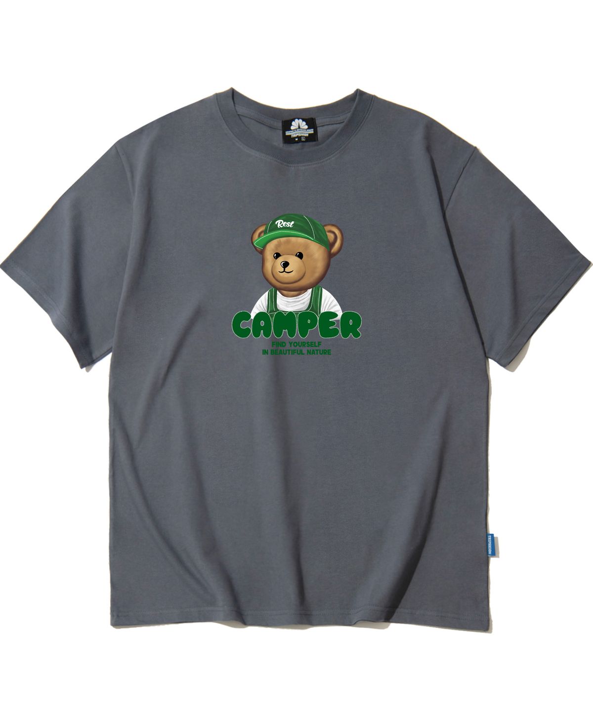 트립션(TRIPSHION) CAMPER BEAR GRAPHIC 티셔츠 - 그레이