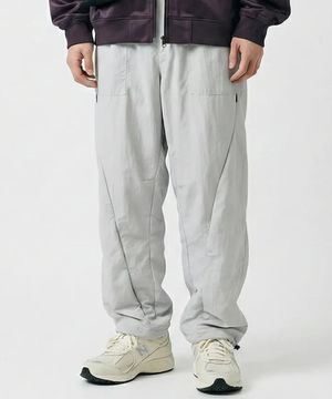 NYLON DIAGONAL ZIP SLIDE PANTS GREY