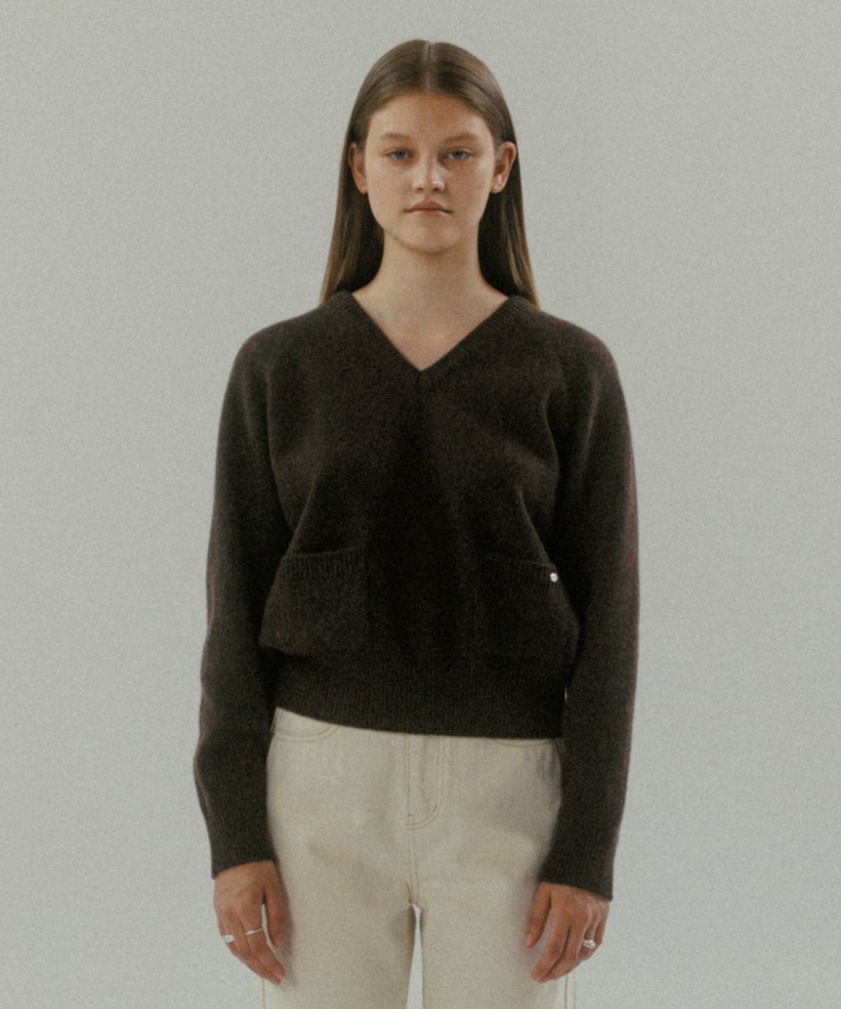 튜드먼트(TTUDEMENT) WOOL V-NECK KNIT PULLOVER BROWN