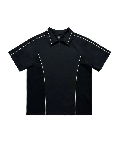 Piping Half Zip-Up Jersey (Black)