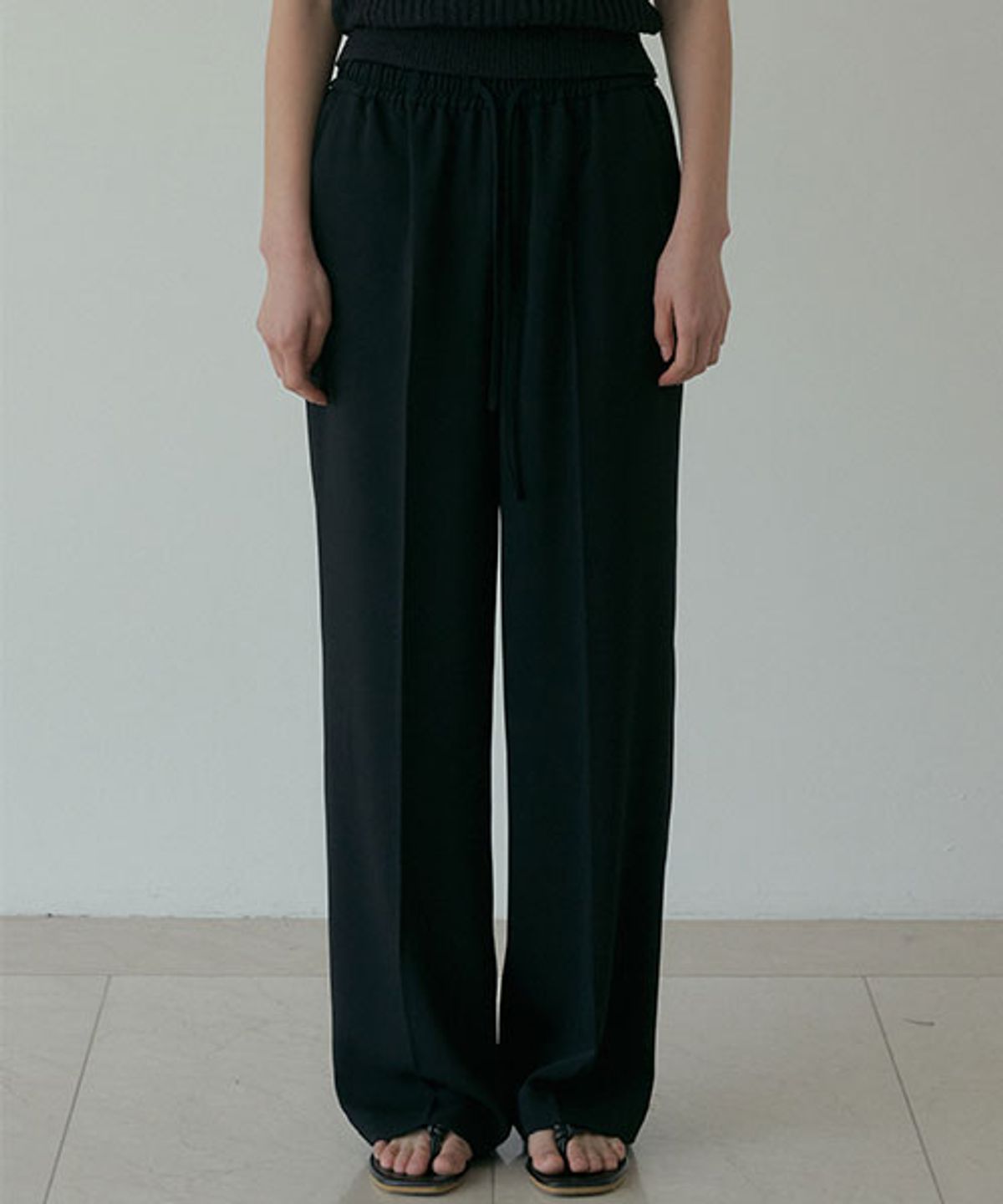 링서울(LINGSEOUL) relax banded pants-black