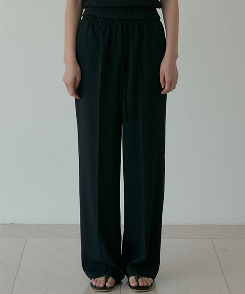 relax banded pants-black