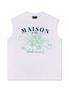 UNISEX 오버핏 싱글 MAISON프린팅 슬리브리스 탑 화이트네이비(FCB2TS300M)
