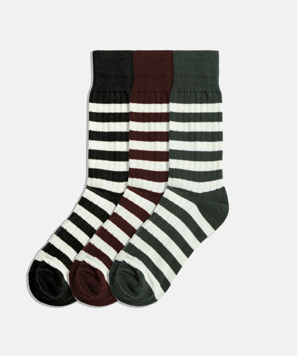 브론슨(BRONSON) Retro Striped Cotton Socks 3pack