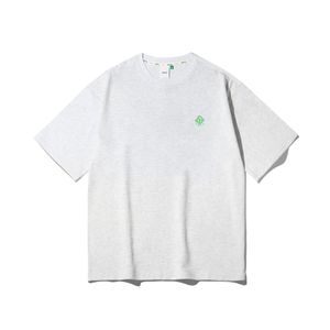 유니) 엠블럼 프린트 반팔티_멜란지 그레이