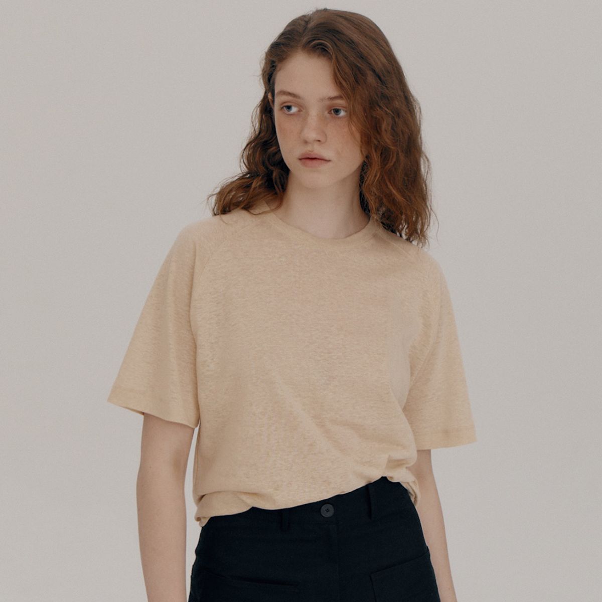 노우드(NOEUD) Linen nagrant t-shirt (Beige)