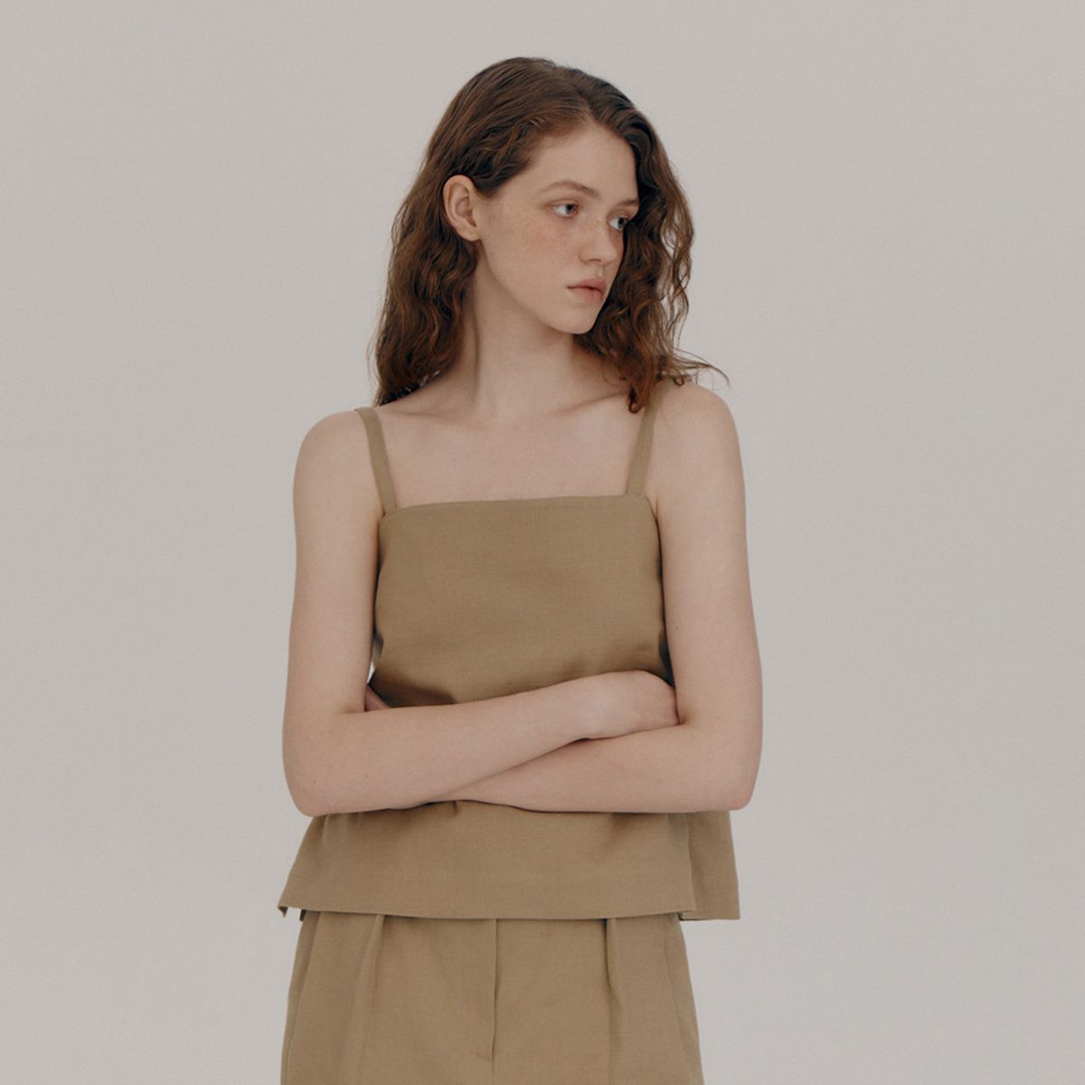 노우드(NOEUD) Knotted linen Bustier (Khaki)