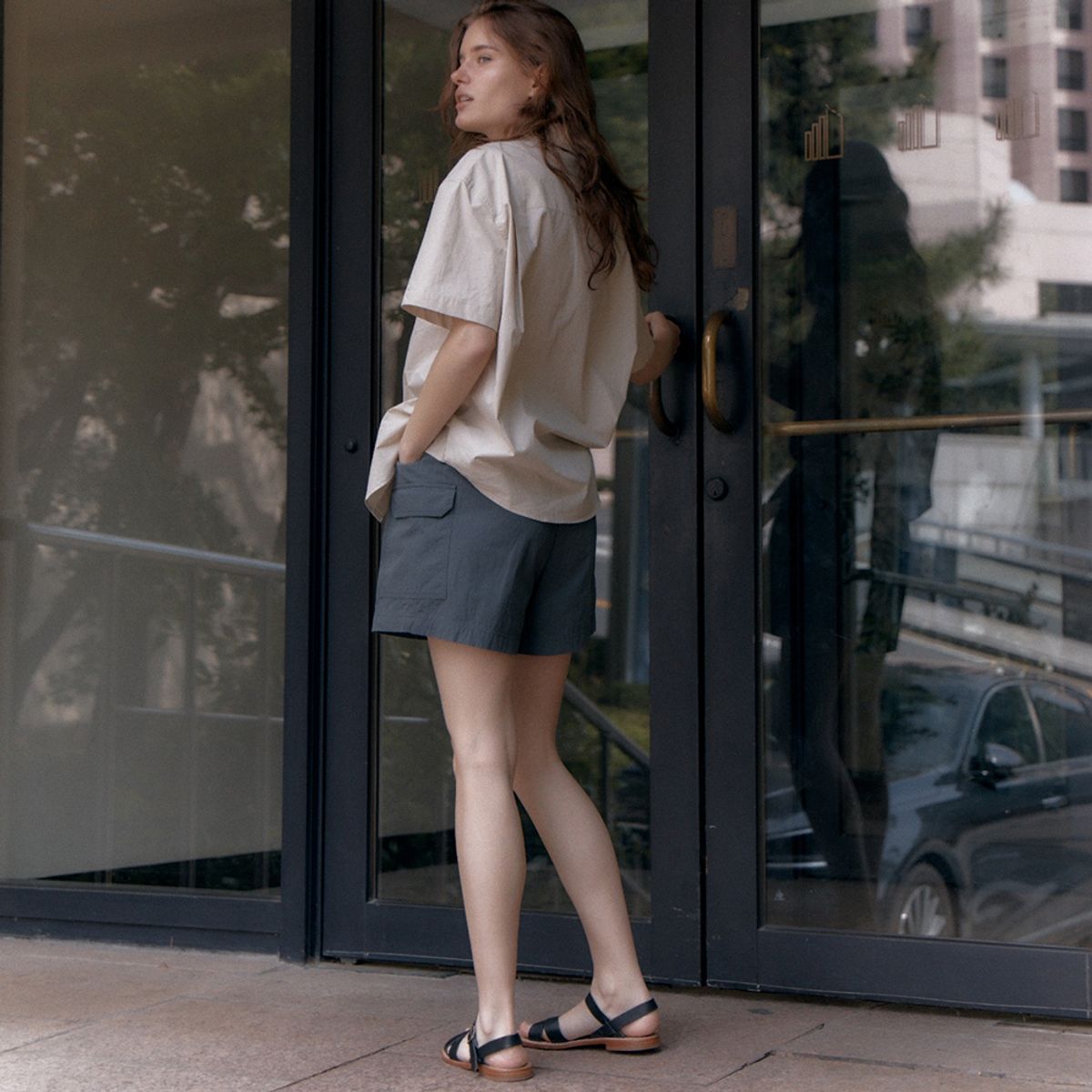 노우드(NOEUD) Cargo short pants (Charcoal)
