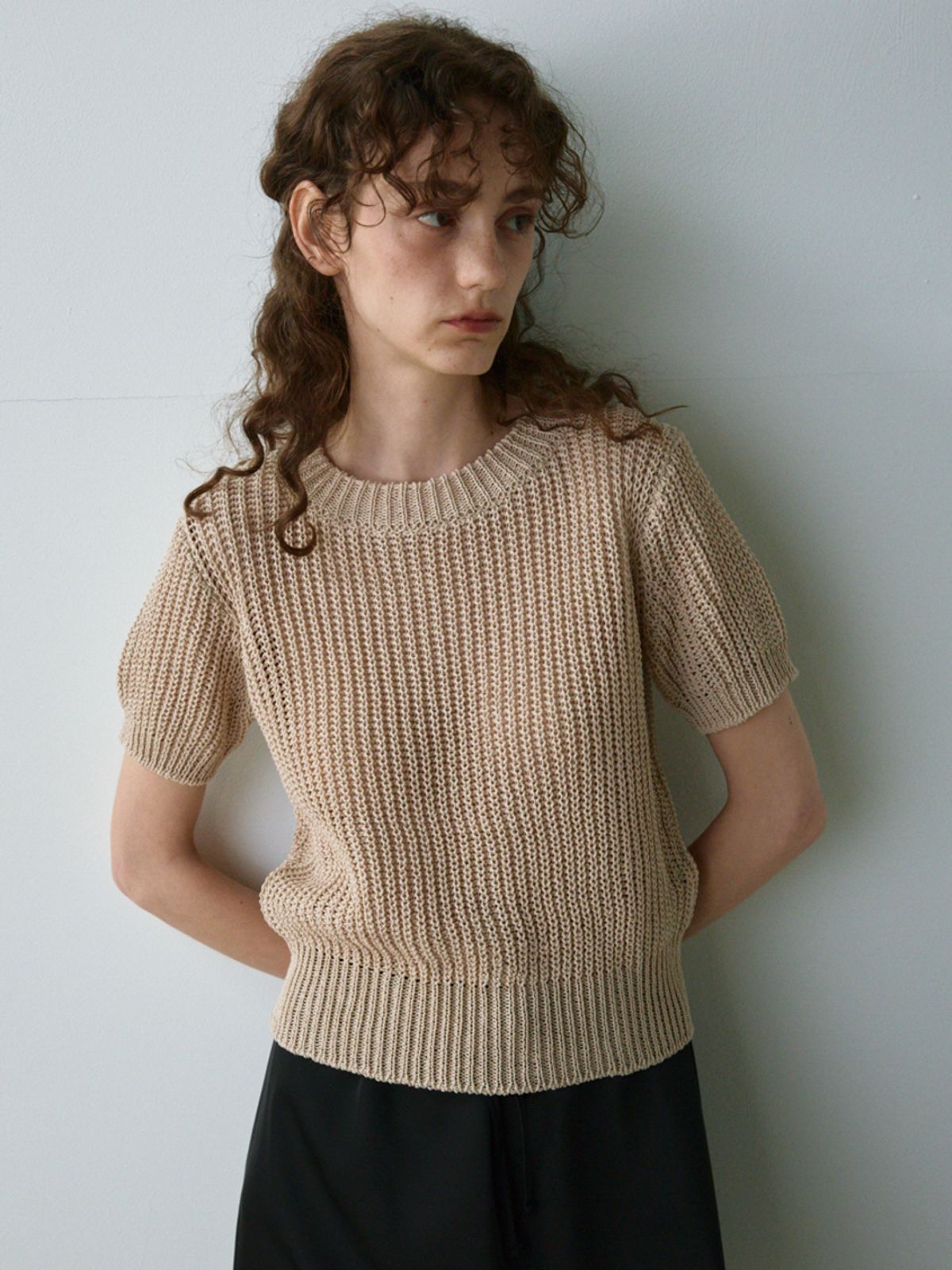 노우드(NOEUD) Paper round knit (Beige)
