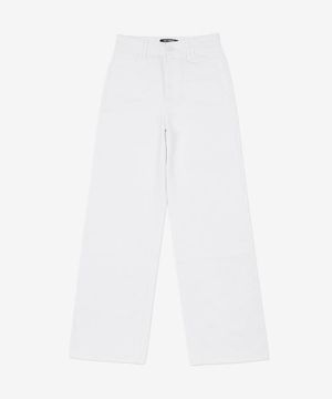 하이웨스트 백 로고 패치 팬츠 - 화이트 / 231W3170010