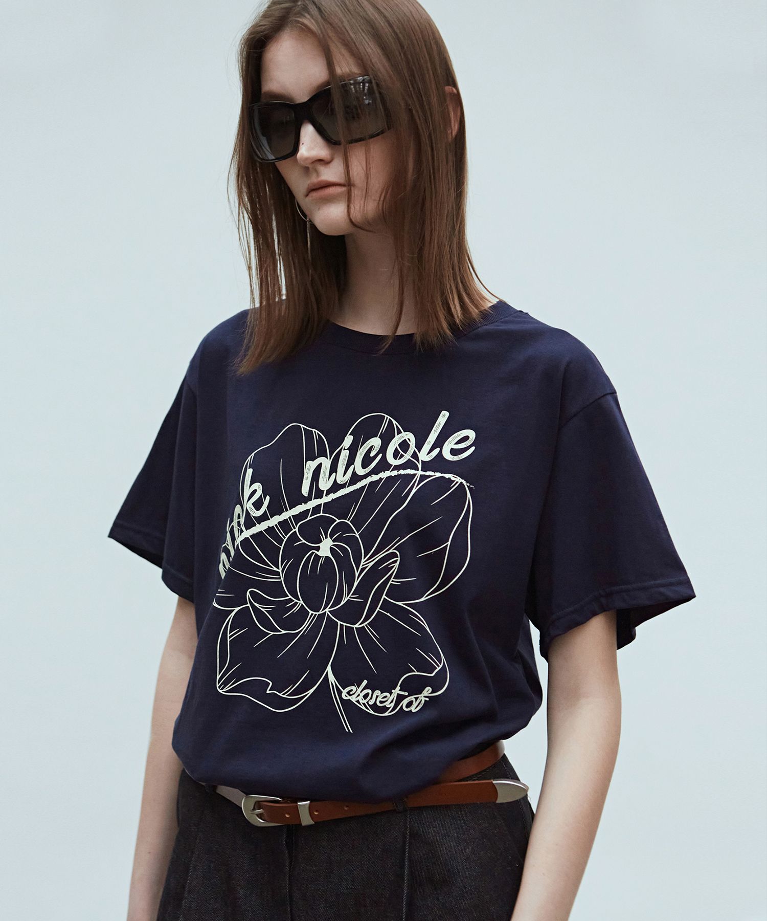 ★NICK&NICOLE★NICOLE VINTAGE FLOWER TEE★送料・関税込★ MUSINSA | NICK&NICOLE NICOLE VINTAGE FLOWER TEE_NAVY