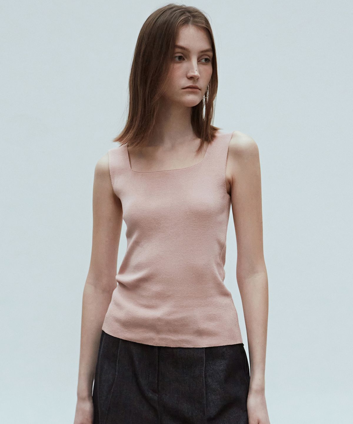 닉앤니콜(NICK&NICOLE) [ESSENTIAL] SQUARE NECK KNIT SLEEVELESS_INDI PINK