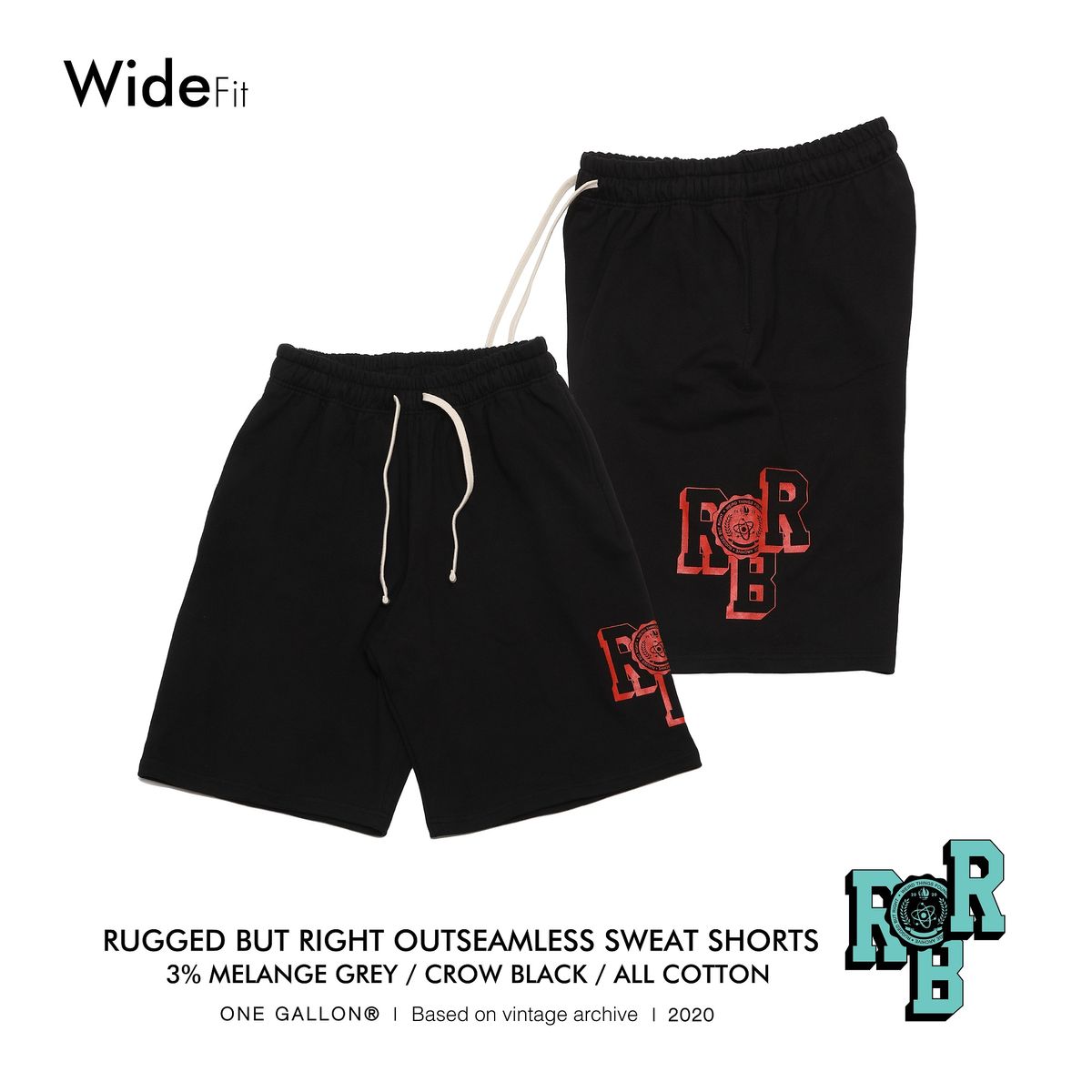 위어드 띵스 파운드(WEIRD THINGS FOUND) R.B.R OUTSEAMLESS SWEAT SHORTS (BLACK)