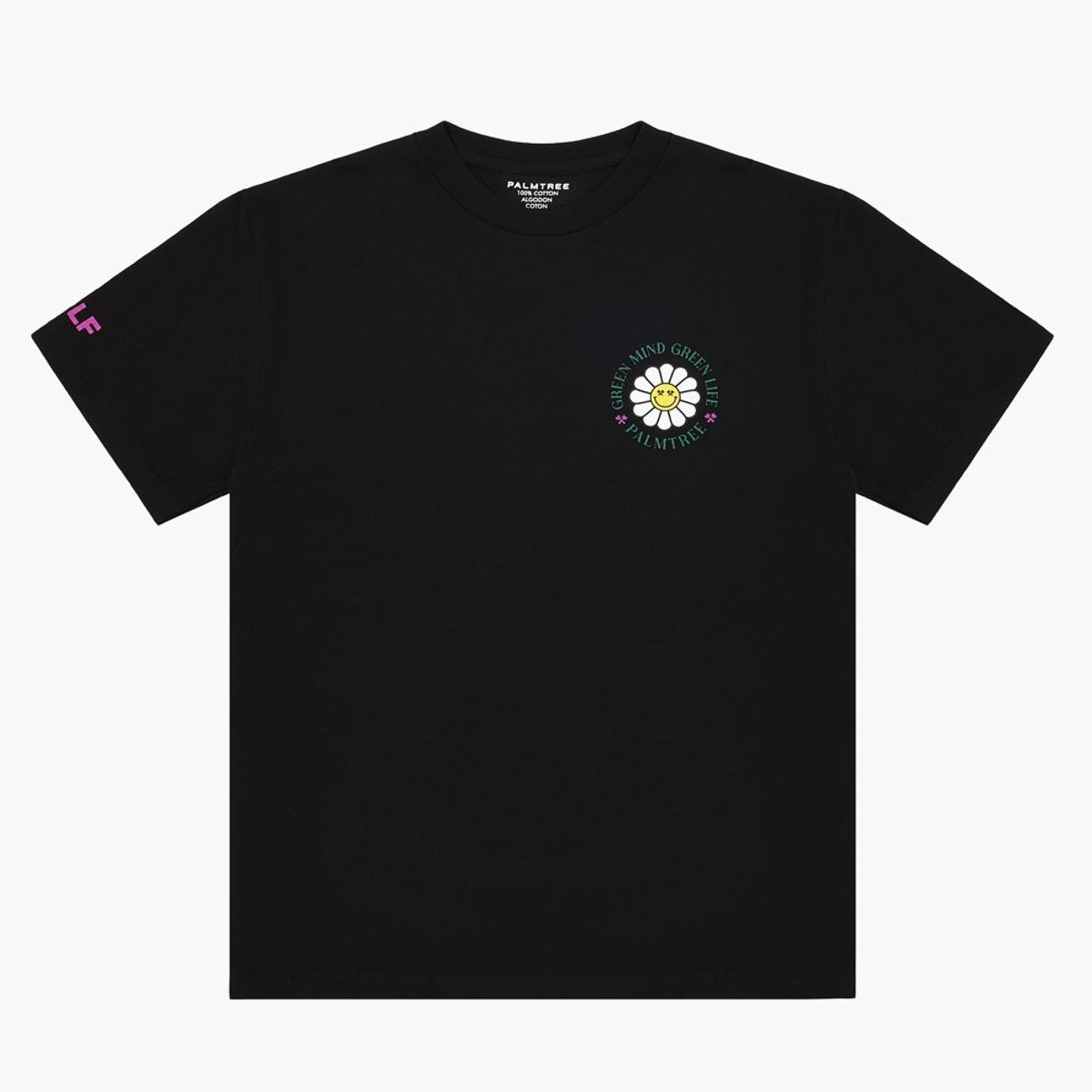 팜트리골프(PALMTREE GOLF) 라운딩 플라워 반팔 티셔츠 블랙 Rounding Flower T-SHIRT Black