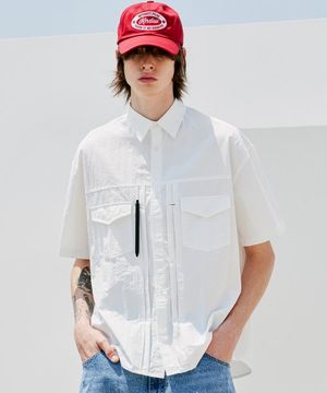 나일론 2ND TYPE 트러커 레귤러 핏 셔츠 화이트