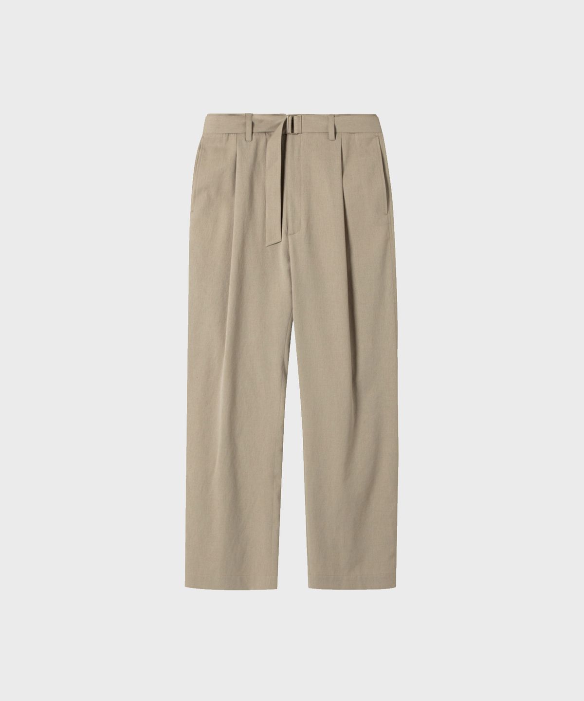 넌블랭크(NONBLANK) 린넨 블렌드 벨티드 와이드 팬츠_BEIGE