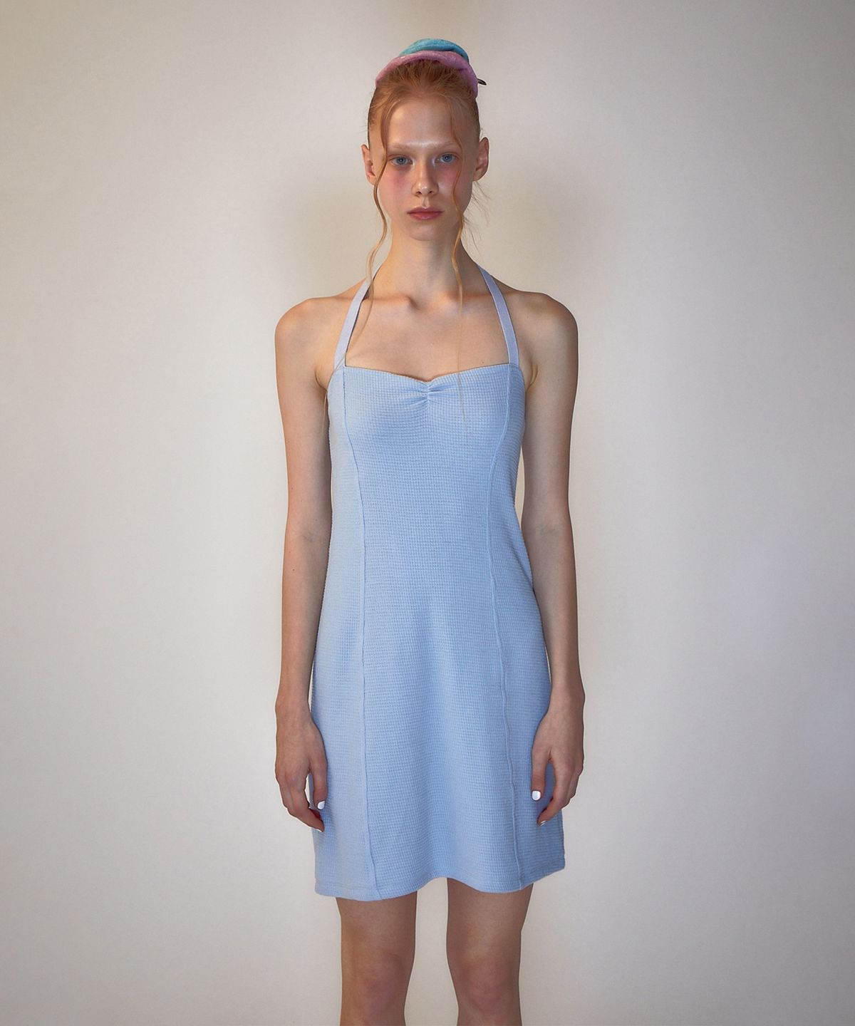 레스트앤레크레이션(REST&RECREATION) RR HALTER NECK MINI DRESS SKYBLUE