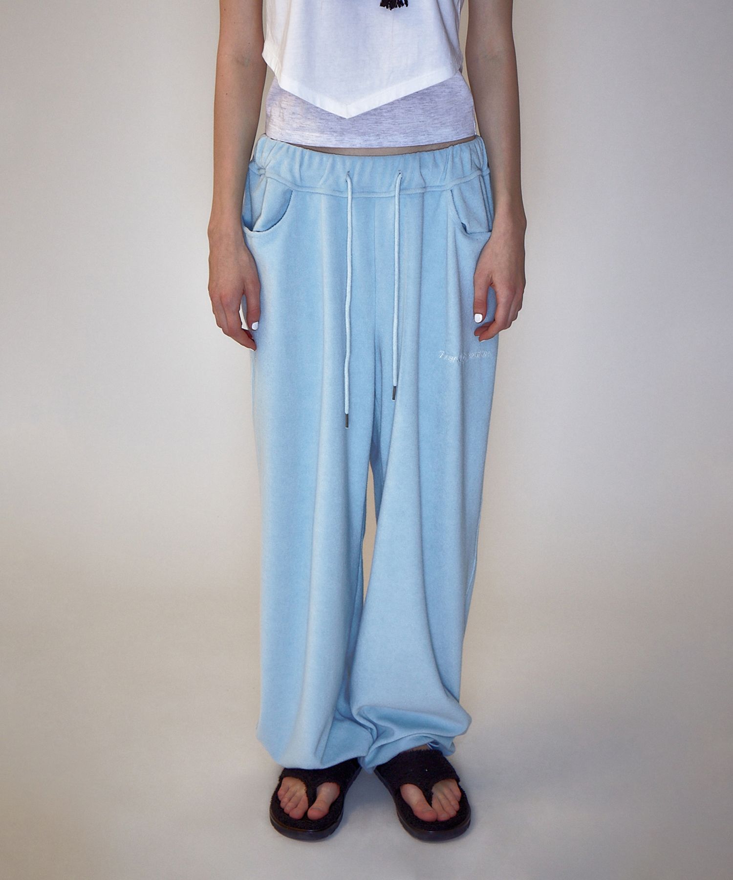 MUSINSA | REST&RECREATION RR LOGO TERRY JOGGER PANTS SKYBLUE