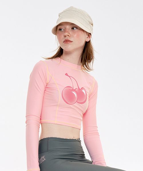 ★2023SS新作★KIRSH★BIG CHERRY CROP RASHGUARD BIG CHERRY CROP RASHGUARD [IVORY] - KIRSH | 60% - Asian