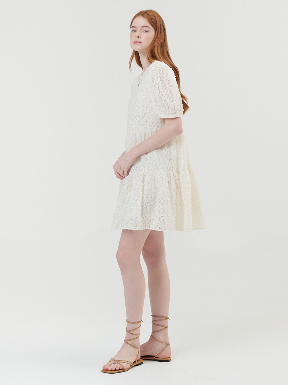 오앨(OUEL) LACE PUFF DRESS_IVORY