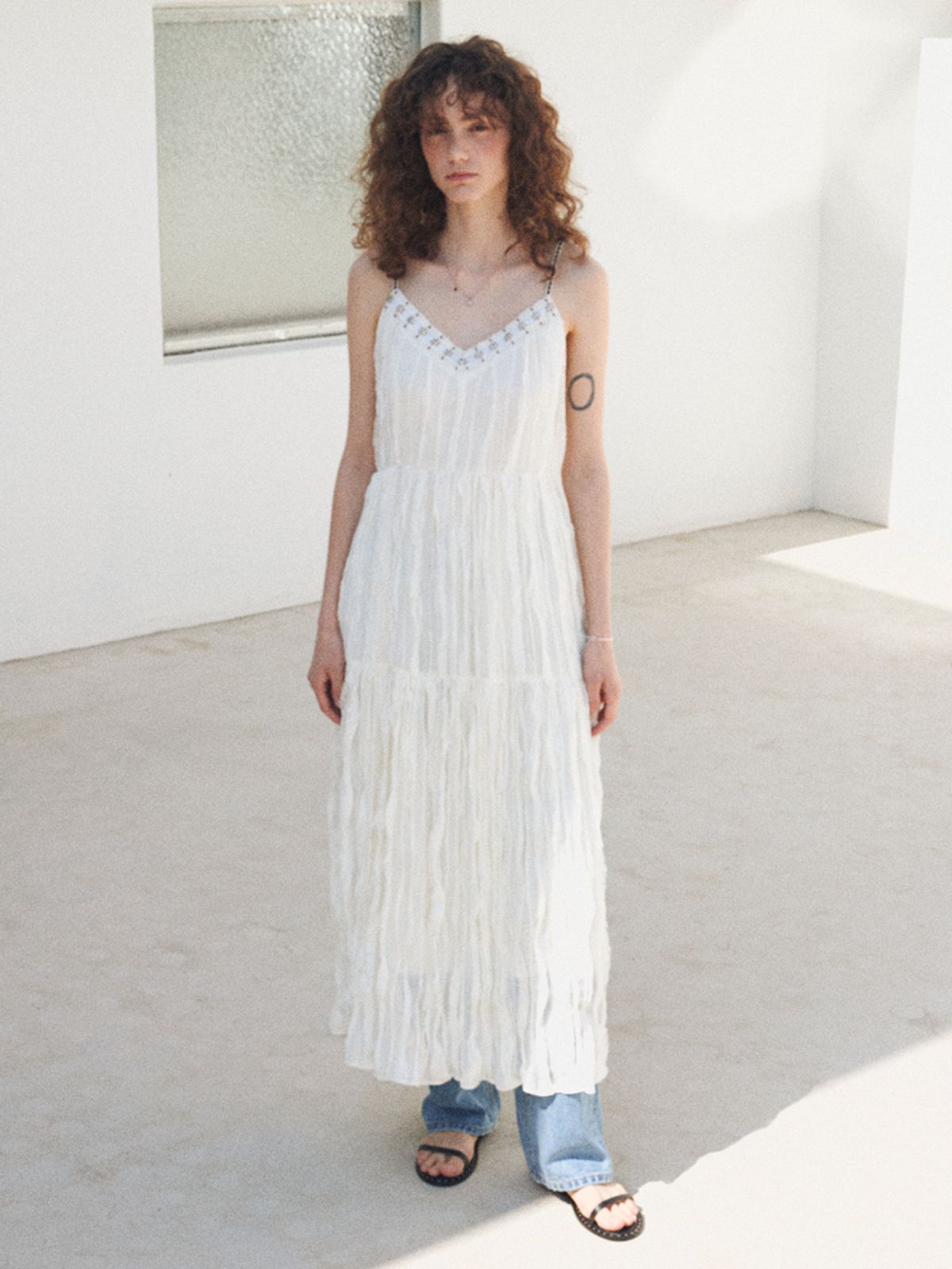 오앨(OUEL) LACE SLIP MAXI DRESS_IVORY