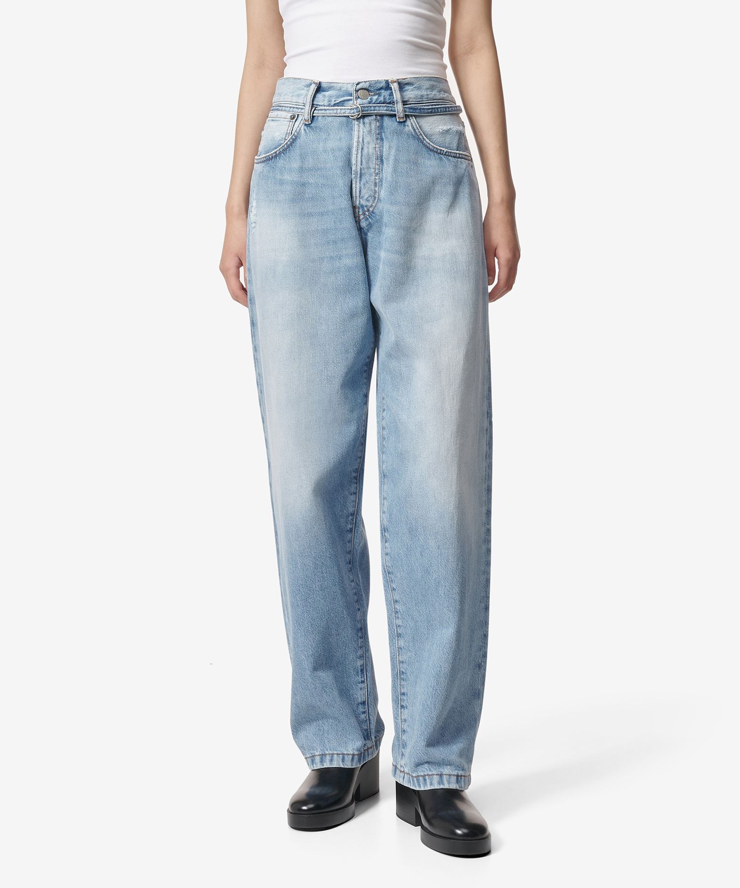 Acne Studios Mライトブルー ペイント加工 ストレートデニム Acne